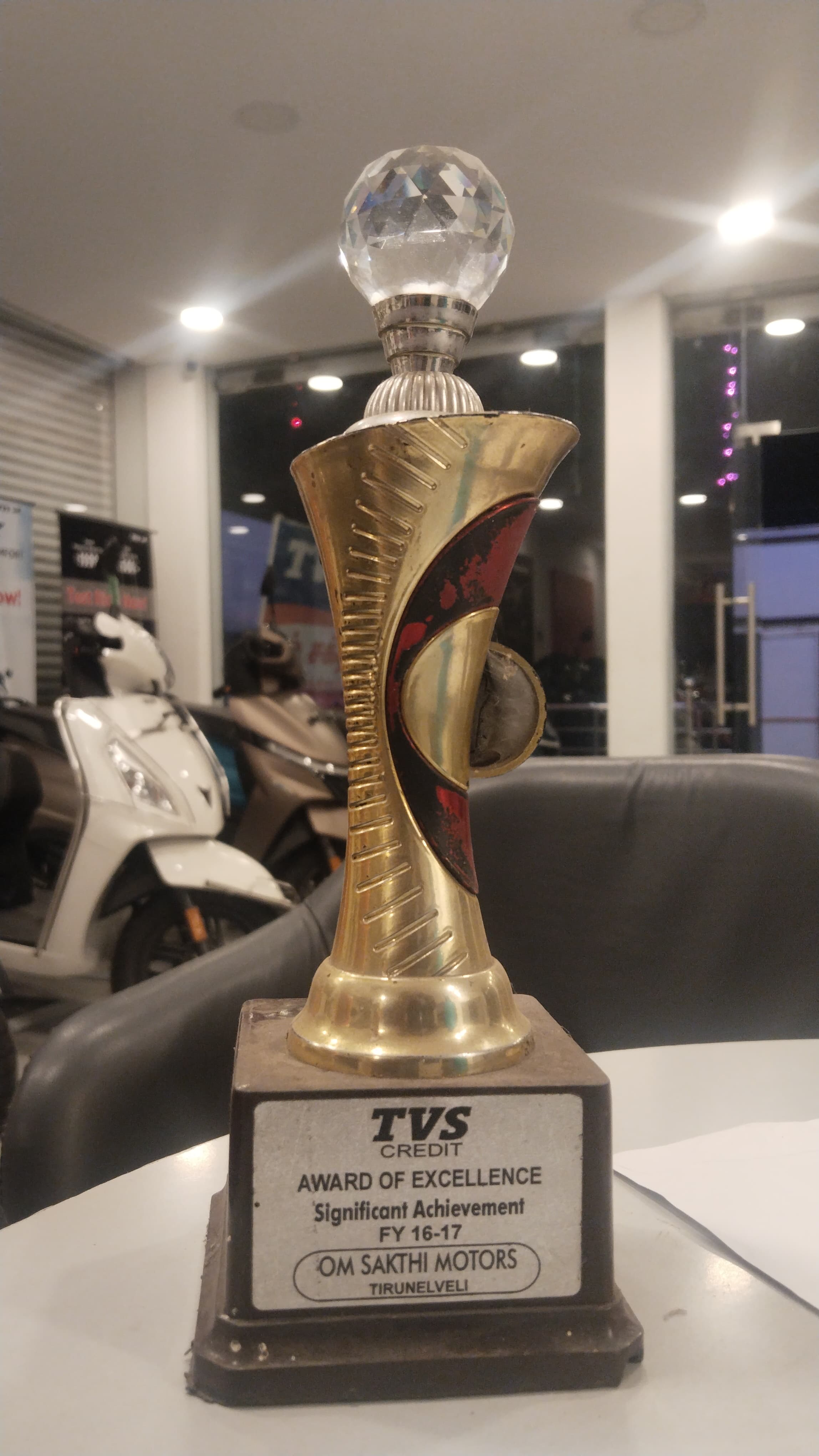 TVS Gold Partner Certificate